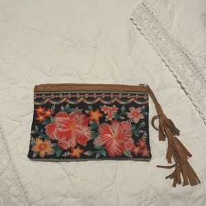 Hibiscus Embroidered Clutch